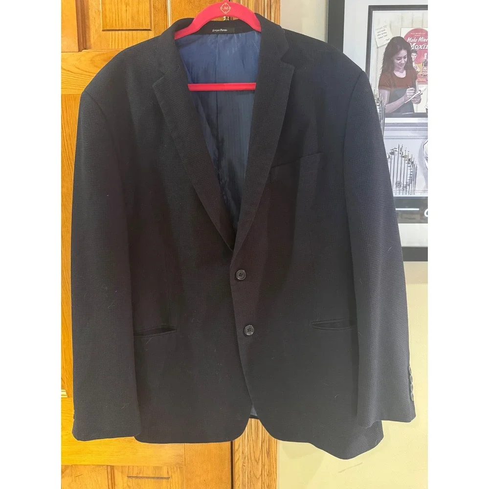 Giorgio‎ Fiorelli Mens Navy Blue Textured Two Button Blazer Jacket Size 50R